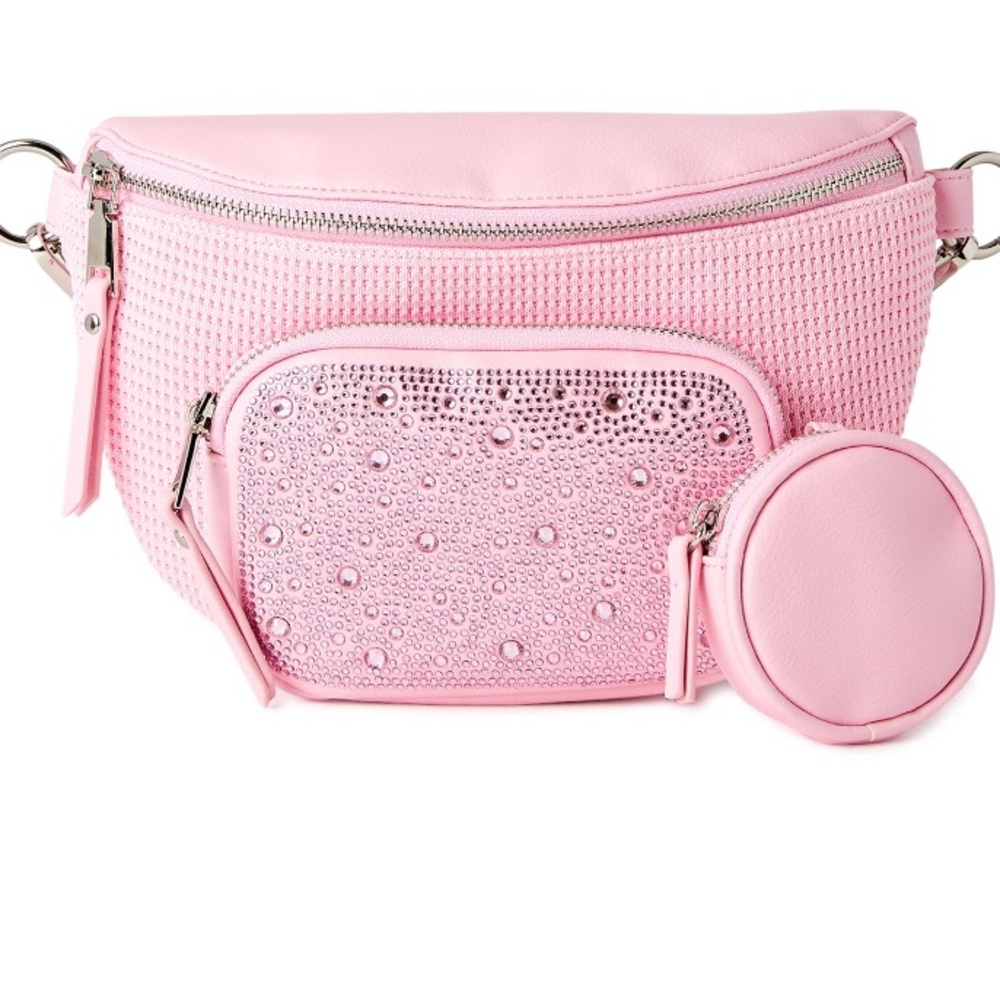 Madden NYC Pink Crystal Studded Sling Crossbody Bag NWT